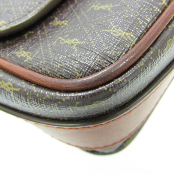 SAINT LAURENT Monogram Leather PVC Shoulder Bag in Dark Brown - Picture 4 of 14